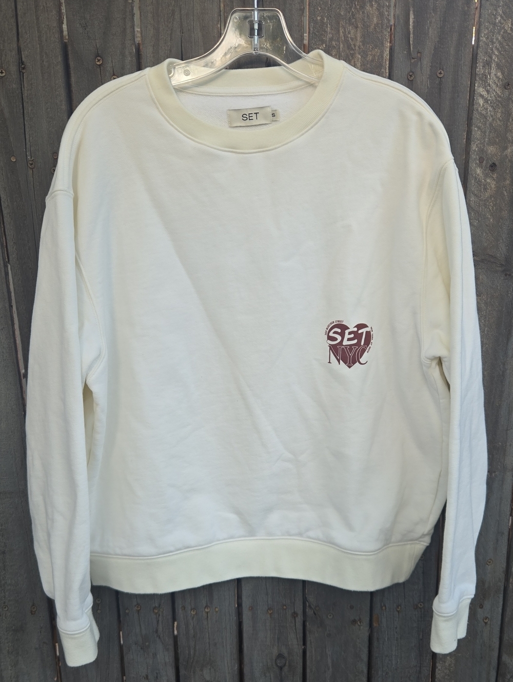 SET Active NYC Heart Graphic Crewneck Sweatshirt White Size S
